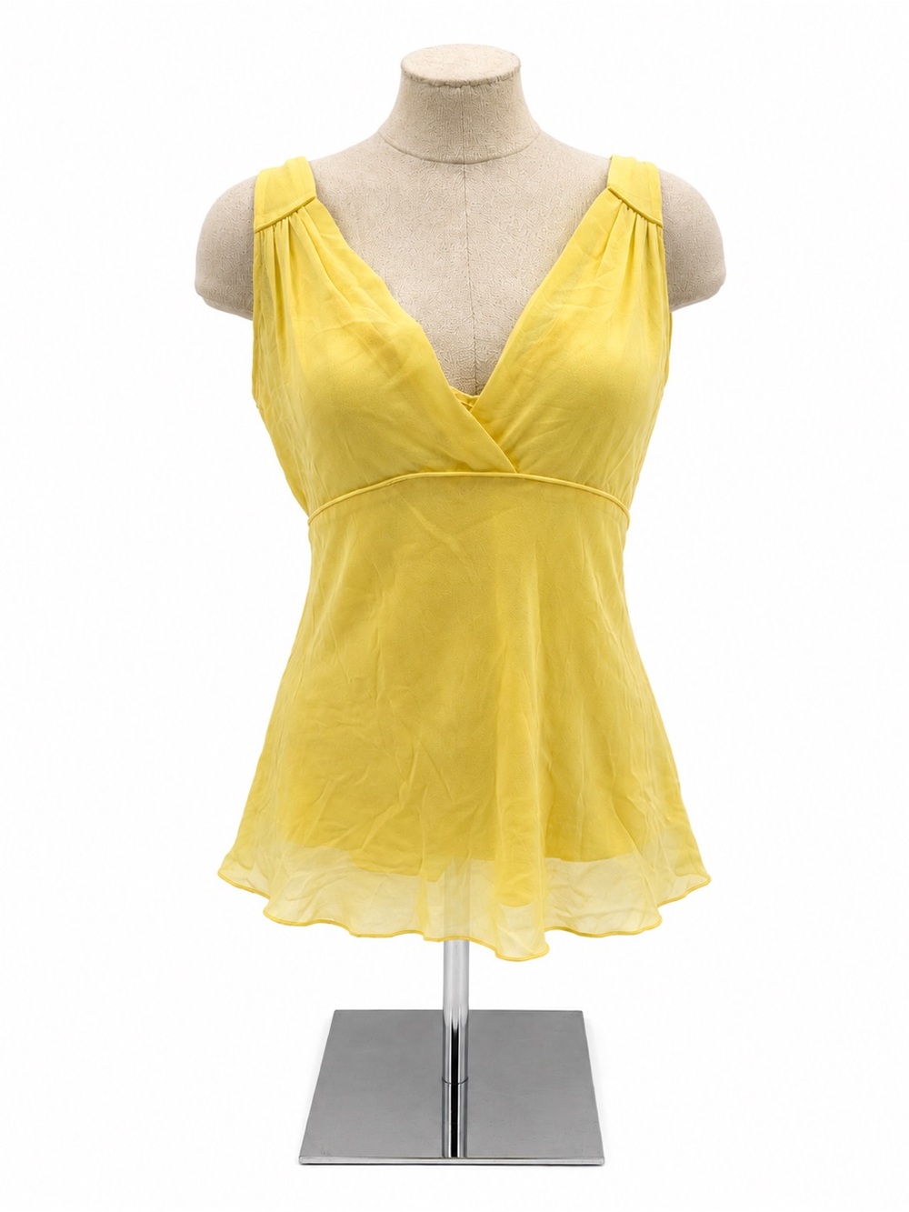 Express 100% Silk Yellow Sleeveless Tank Top Blouse Size 10 Y2k
